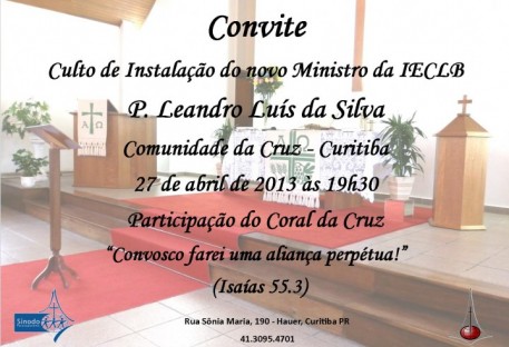 Instalação do Pastor Leandro Luís da Silva